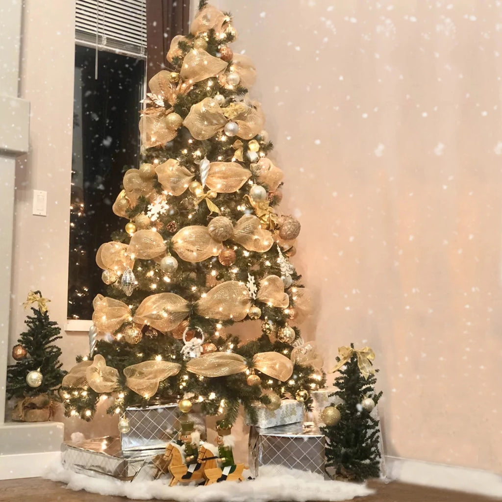 Christmas Ribbon Tree Decoration Mesh Tulle Roll Christmas Flower Wreath Mesh DIY Christmas Decor for Home Xmas Gifts New Year