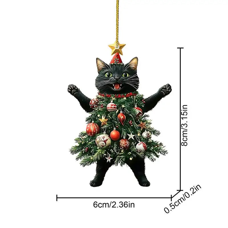 1PC Christmas Tree Pendants Cute Cat Hanging Ornaments for Car Backpack Xmas Tree Decorations Party Supplies New Year Gifts