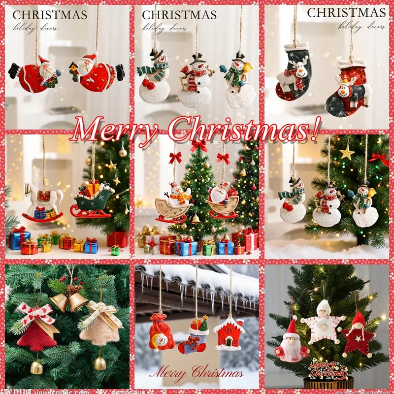 Christmas Tree Pendant Wind Chime Christmas Tree Bells Elk Angel Girl Hanging Pendant 2025 New Year Xmas Decoration Accessories