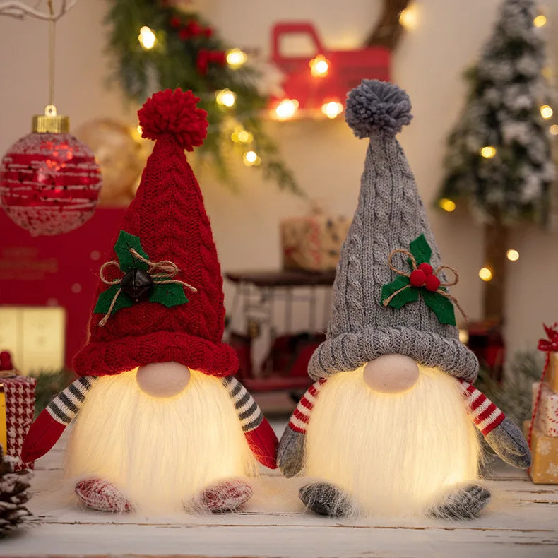 2025 Gnome Christmas Decorations 30cm Light Up Christmas Gnomes Plush Doll Ornaments Knited Elf Dwarf Gift Home Table Decoration