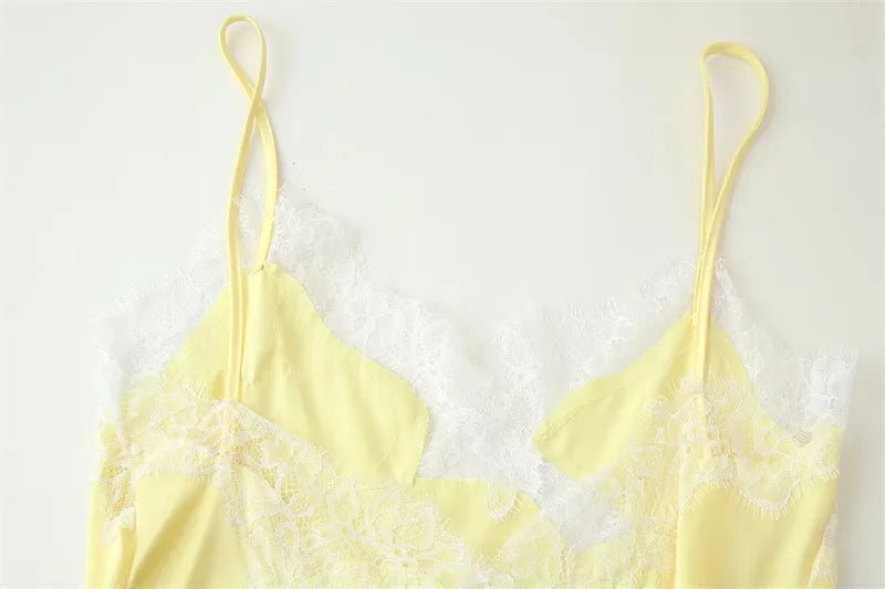 New Lace Mini Spaghetti Strap Dress For Women Irregular Backless Slit Sexy Evening Party Dress Female High Waist Bottom Dresses