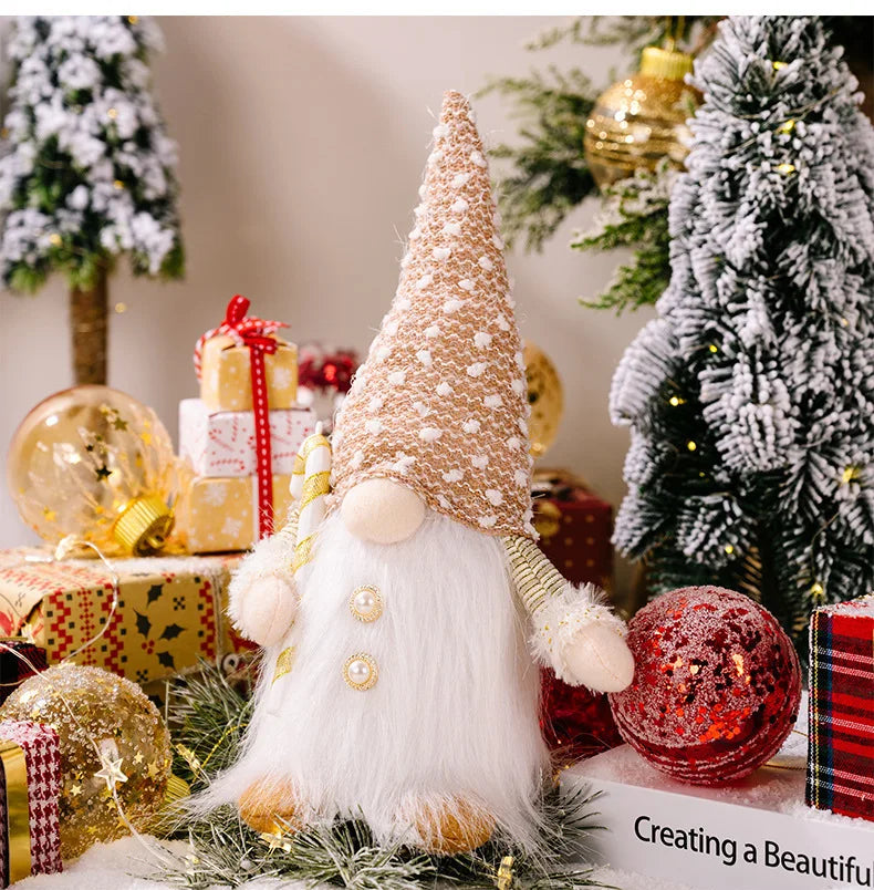 2025 Gnome Christmas Decorations 30cm Light Up Christmas Gnomes Plush Doll Ornaments Knited Elf Dwarf Gift Home Table Decoration