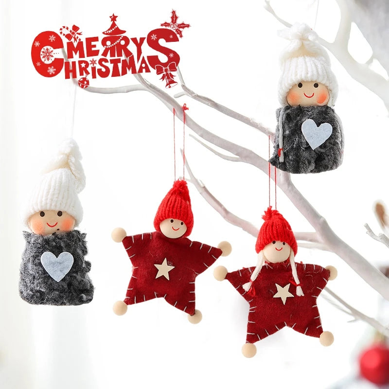 Christmas Tree Pendant Wind Chime Christmas Tree Bells Elk Angel Girl Hanging Pendant 2025 New Year Xmas Decoration Accessories