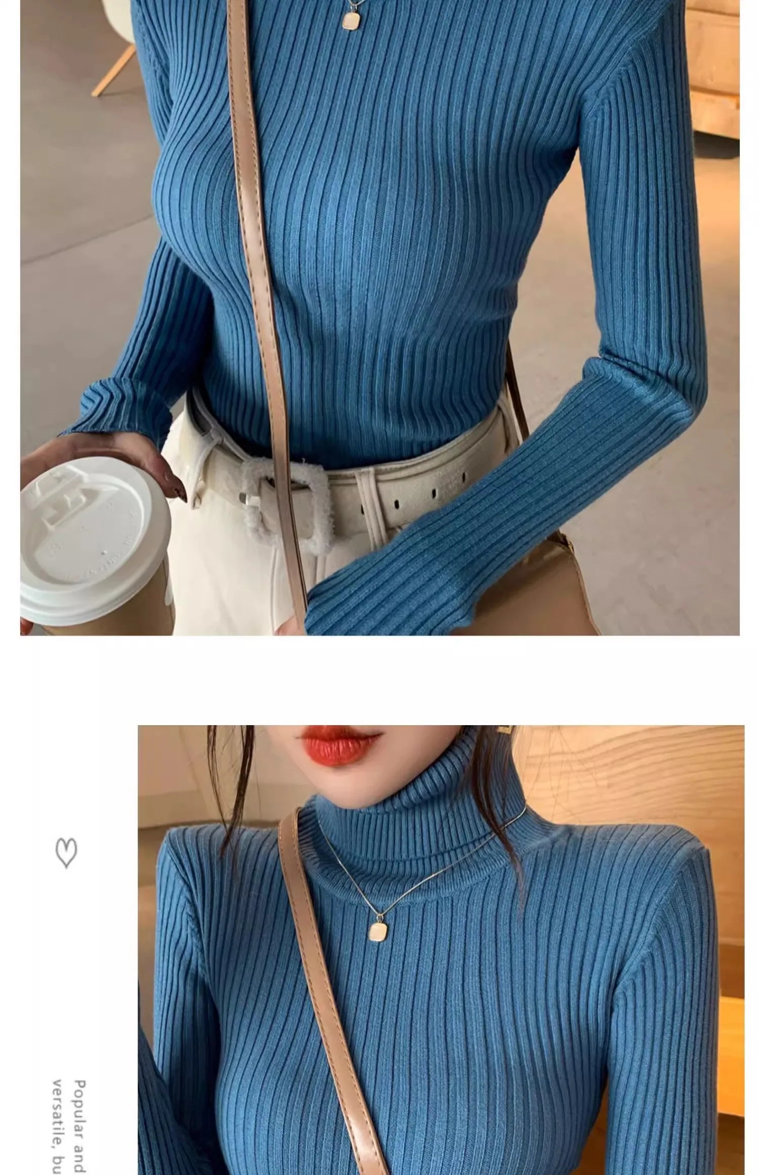 2025 Casual Slim Knitted Pullover Autumn Winter Thick Turtleneck Sweater Base Sweater Korean Style Simple Base Layer Warm Tops