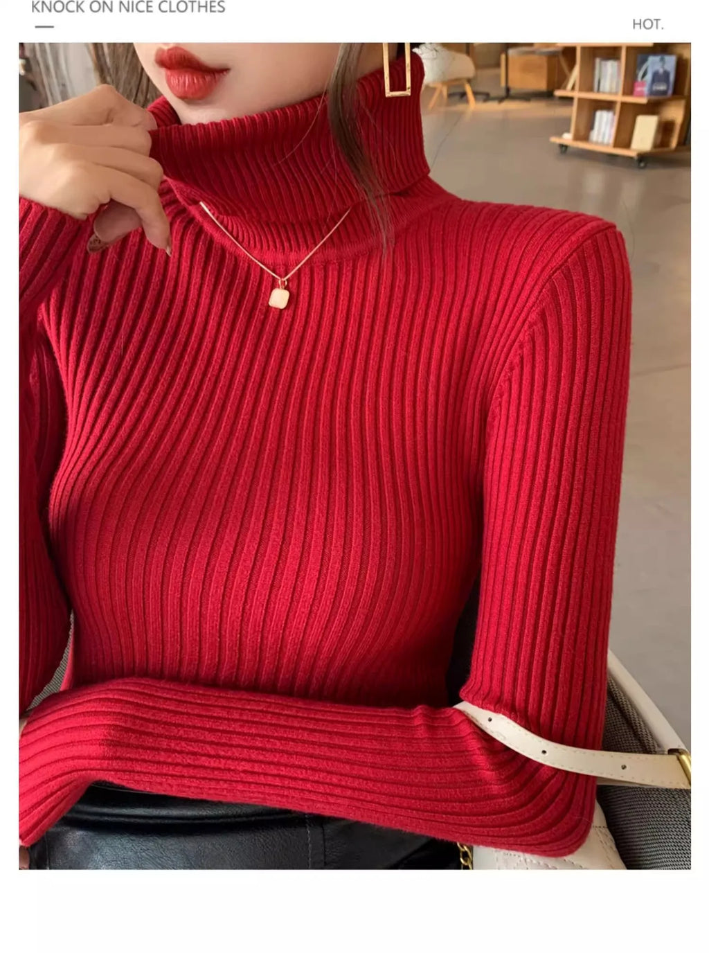 2025 Casual Slim Knitted Pullover Autumn Winter Thick Turtleneck Sweater Base Sweater Korean Style Simple Base Layer Warm Tops