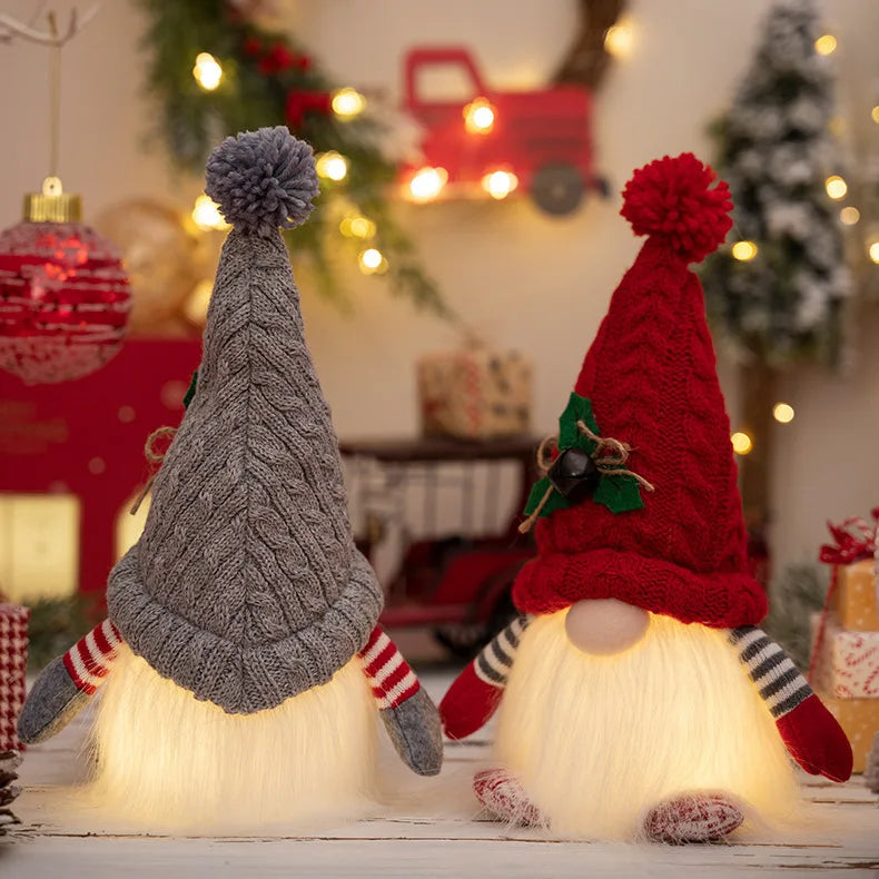 2025 Gnome Christmas Decorations 30cm Light Up Christmas Gnomes Plush Doll Ornaments Knited Elf Dwarf Gift Home Table Decoration