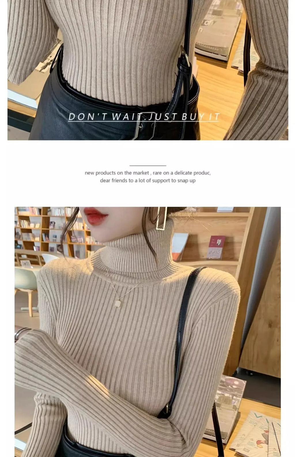 2025 Casual Slim Knitted Pullover Autumn Winter Thick Turtleneck Sweater Base Sweater Korean Style Simple Base Layer Warm Tops