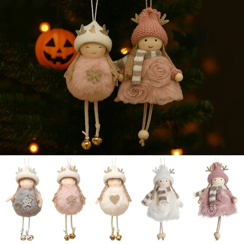 Christmas Tree Pendant Wind Chime Christmas Tree Bells Elk Angel Girl Hanging Pendant 2025 New Year Xmas Decoration Accessories