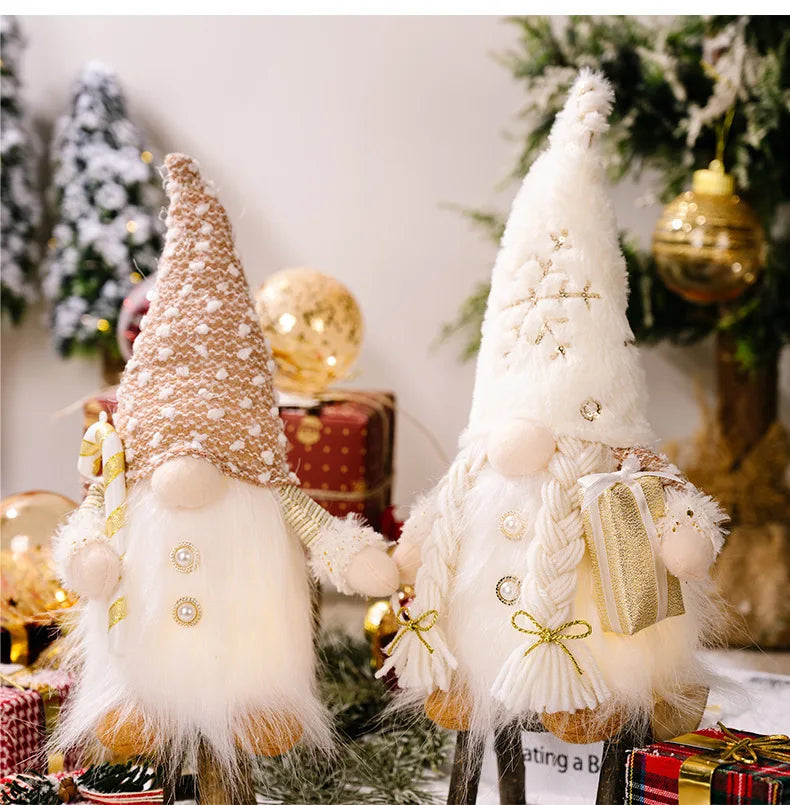2025 Gnome Christmas Decorations 30cm Light Up Christmas Gnomes Plush Doll Ornaments Knited Elf Dwarf Gift Home Table Decoration