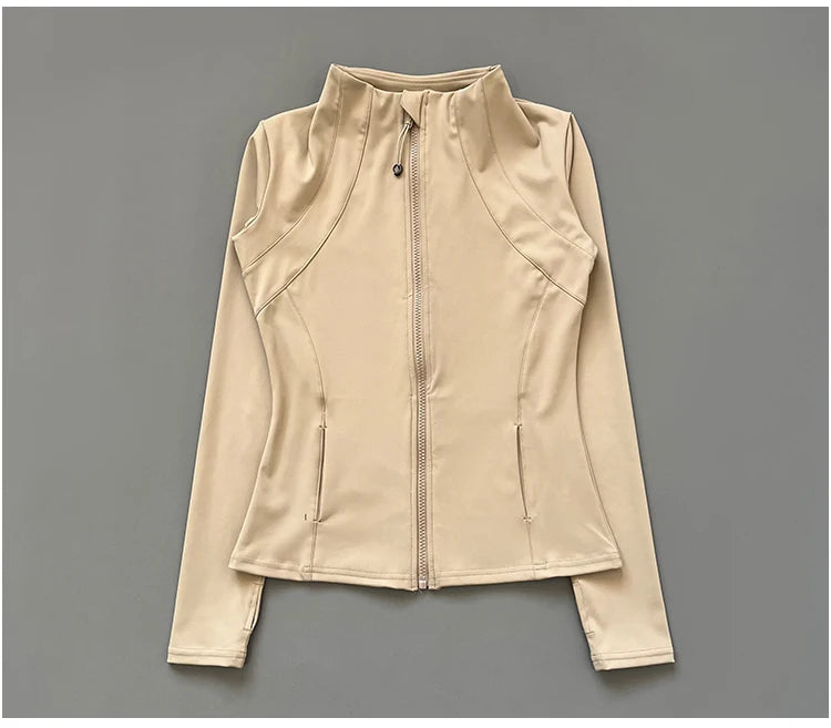 athletic slim fit quick drying zipper running jacket women dryfit outer wear yoga training fitness jacket with thumb hole