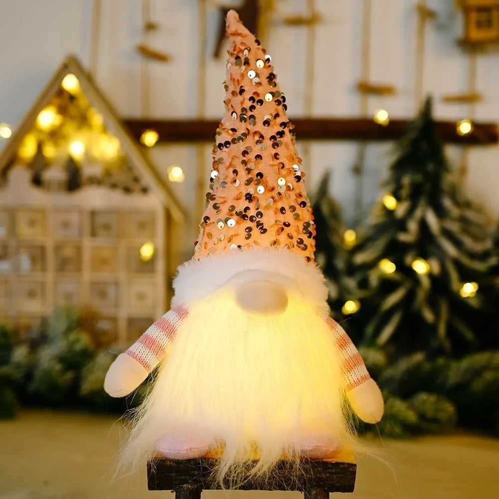 2025 Gnome Christmas Decorations 30cm Light Up Christmas Gnomes Plush Doll Ornaments Knited Elf Dwarf Gift Home Table Decoration